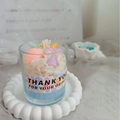 Handmade strawberry chocolate soy candle in glass cup with mermaid seashell decor - Mermaid Tail - Wild Bluebell Scent