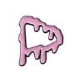 Pink glitter melting YouTube style play button enamel brooch with black metal outline - Pink (QHXZ1407)