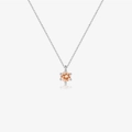 S925 sterling silver necklace with orange cubic zirconia in a classic six-prong setting - Necklace / Champagne / Platinum