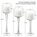 Set di tre candelabri in vetro trasparente con stelo lungo in diverse altezze eleganti - Set di 3 Portacandele in Vetro