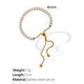 Bracciale bolo dorato in acciaio inossidabile con zirconi da 4 mm e chiusura a cursore - Chiusura a Scorrimento Regolabile (SL17) / Oro