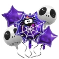 Kit de ballons Halloween avec étoiles violettes toile d'araignée et tête de squelette - Ensemble de Toile d'Araignée d'Halloween