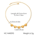 Detailed dimensions of gold paperclip chain necklace with heart pendants and bead trim - Gold 5-Heart Paperclip Chain (HC-N40093)