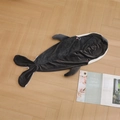 Dark gray velvet whale shaped plush pillow shell with realistic fins and tail - 50cm (Unfilled Shell) / Black