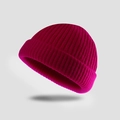 Unisex ribbed knit beanie hat in vibrant rose red color for autumn and winter - One Size / Deep Rose Red