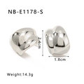 Detailed view of silver twisted C-shape earrings with size 2.4cm by 1.8cm markers - Geometric Twisted Silver Style (NB-E1178-S) / Silver
