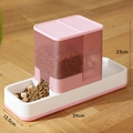 Pink automatic cat dry food feeder and waterer dispenser with clear storage tank - Pink