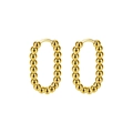 Polierte goldene ovale Perlenohrringe aus Titanstahl im minimalistischen Design für Damen - Stahlperle Oval / Gold