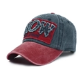 Vintage washed baseball cap in charcoal and burgundy with embroidered patches - Adjustable / Navy Blue