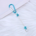 Blue D-ring carabiner keychain featuring a metal rod and beads for DIY accessory projects - Sapphire Blue