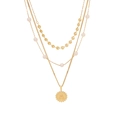 Layered gold chain necklace with small pearls and a round letter A coin pendant - Letter A Style (1# Letter)