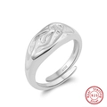 S925 sterling silver open ring with unique embossed texture and adjustable design - Adjustable Open / Abstract Fluid Texture Style (GAR09) / Silver