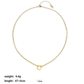 Collar de acero inoxidable chapado en oro de 18K con colgante redondo y datos de medición - Cadena de Perlas con Aro B - Dorado