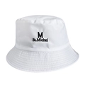 Close-up of white cotton bucket hat featuring black St.Michel embroidery detail - 55-58cm / White (St.Michel)