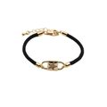 Adjustable black woven rope bracelet featuring a gold star charm with sparkling crystals - Star / Black