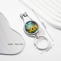 Compact 8.8x3.3cm silver nail clipper keychain with moon and star pattern artwork - Sunflower Starry Sky (款式8)