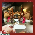 Christmas deer antler hair clips with pine cones and red berries on a card - White Berry Love Brown Antlers Pair
