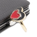 Anello aperto dorato a forma di cuore con smalto rosso e nero e zirconi - Aperto Regolabile / Smalto Cuore Oro