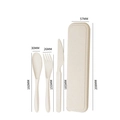 Portable beige wheat straw cutlery set with dimensions for spoon, fork, and knife - Nordic Beige / No Paper Box