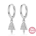 925 Sterling Silver Christmas Tree hoop earrings with sparkling cubic zirconia pavé - 925 Silver / Silver