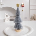 20cm mini silver frosted Christmas tree with gold star topper and wooden base - Silver 20cm
