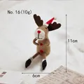Handmade brown felt reindeer doll with Christmas hat and red ball decor, 11cm height - Style Sixteen - Mini Brown Reindeer with Red Hat