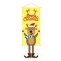 Bannière de Noël jaune avec renne de dessin animé et texte Merry Christmas rouge - 110*40cm / Style Élan