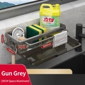 Gunmetal grey 30cm space aluminum kitchen rack with towel bar and drainage tray - Gun Grey Kitchen Rag Rack (with Drain Tray)