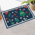 Felpudo navideño azul con diseño de árboles y calcetines para la entrada del hogar - 40*60cm / Árbol de Navidad Azul Profundo(CHDT-2024-01240)