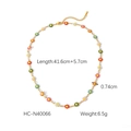 Gold chain necklace featuring colorful small daisy pendants in red, yellow and white - Multicolor Daisy Necklace Style (HC-N40066)