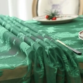 Green lace Christmas tablecloth with festive jacquard texture and elegant floral details - 140*100cm / Green