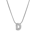 Silver letter D pendant necklace with micro-pave crystals on a sleek snake chain - Silver D / Silver
