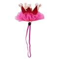 Corona rosa brillante para mascotas con perlas blancas y ribete de malla para perros - Rosa Rojo