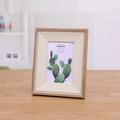 Modern American retro dual-tone wooden photo frame with cactus botanical art print - 5 Inch / Original Wood Coffee Edge