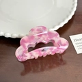 Pink and white marbled acetic acid cloud hair claw clip for elegant styling - Pink Hollow Claw
