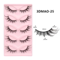 Cat-eye wispy false eyelashes 5 pairs pack with pink tray and 34mm black cotton band - 3DMAO-25