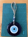 Turkish Blue Glass Evil Eye Hanging Ornament with Jute Rope for Home Wall Decor - 10CM Pendant - Style 2