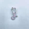 Pink enamel stethoscope brooch pin with silver-tone metal border for medical gifts - Silver Base Light Pink