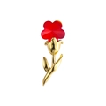Elegante spilla a tulipano in cristallo sfaccettato rosso con gambo in metallo dorato - Tulipano in Cristallo Rosso Scuro