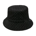 Close-up of black corduroy bucket hat with sparkling silver rhinestones detail - M (56-58cm) / Black
