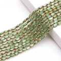 DIY 4x6mm light green glass beads with gold-rimmed edges for jewelry making - 4x6mm Gold Edged Seed Beads approx. 48pcs/Strand / Porcelain Olive Green Gold Edge