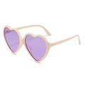 Pink heart-shaped sunglasses with translucent light purple lenses for women - Beige Frame Purple Lens