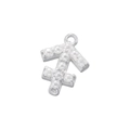 Close-up of silver Sagittarius pendant with white pearl inlay for jewelry making - Silver Sagittarius Pearl Pendant