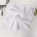 Chiffon square scarf in solid white color folded into a vortex with green leaves - White
