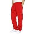 Dettaglio dei pantaloni cargo rossi con vita elastica regolabile e ampie tasche laterali - Gk11-1 Rosso / Taglia M