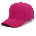 Detailed side view of a solid rose red baseball cap with curved brim and five-panel crown - Adjustable / Rose Red Coarse Texture Five-Panel Blank