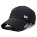 Men's breathable quick-dry baseball cap with extended brim and vintage NY embroidery - Adjustable / Black