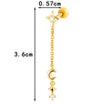 Golden star and moon tassel earring in titanium steel, length 3.6cm with screw back - Gold Star Moon Tassel (0191-5#Gold)