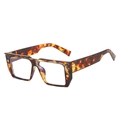 Montatura occhiali quadrata vintage tartarugata anti-luce blu con cerniera in metallo dorato - Montatura Leopardata