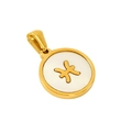 18K gold plated titanium steel necklace featuring a white shell Pisces zodiac pendant - Pisces - Single Pendant